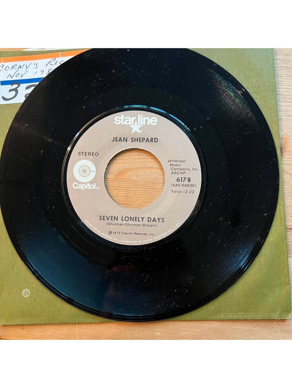 Jean Shepard - Seven Lonely Days/A Dear John Letter 45rpm VG+ R11